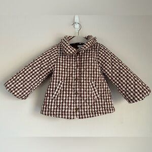 Max Studio kids plaid boho jacket coat old money brown gingham 18 months